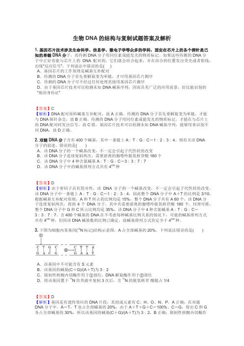 生物DNA的结构与复制试题答案及解析
