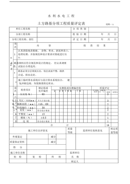 道路工程质量m评定标准表格.docx