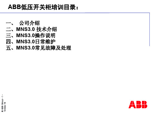 ABBMNS30开关柜 现场培训资料