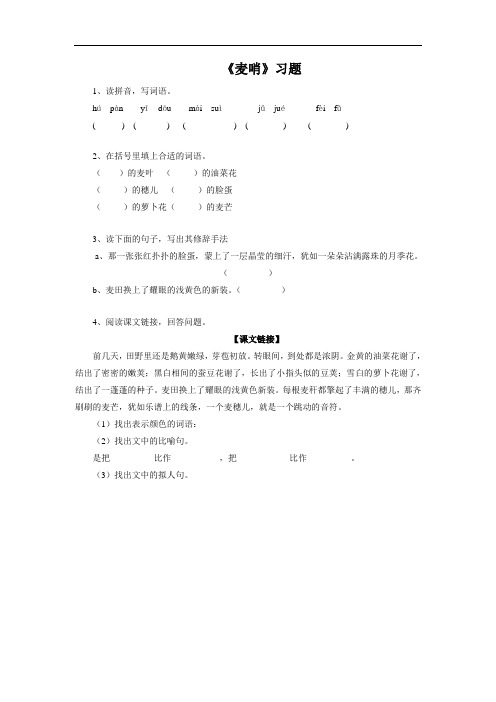 语文人教版四年级下册 24、《麦哨》习题