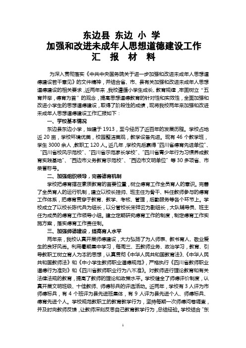 东边小学德育工作汇报材料