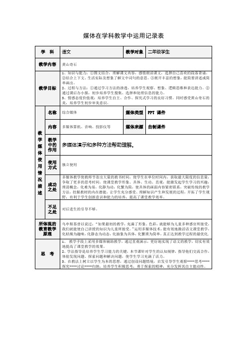 教学资源  媒体在学科教学中运用记录表