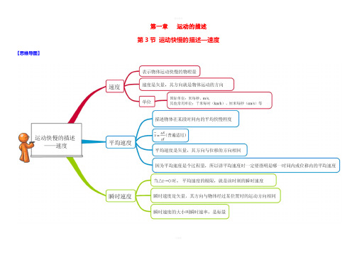 高中物理 1_3 运动快慢的描述—速度思维导图+微试题 新人教版必修1