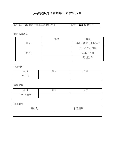 风油精工艺验证方案