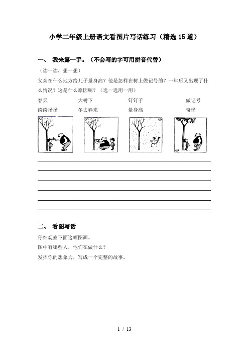 小学二年级上册语文看图片写话练习(精选15道)