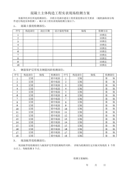 混凝土主体结构工程实体现场检测方案doc