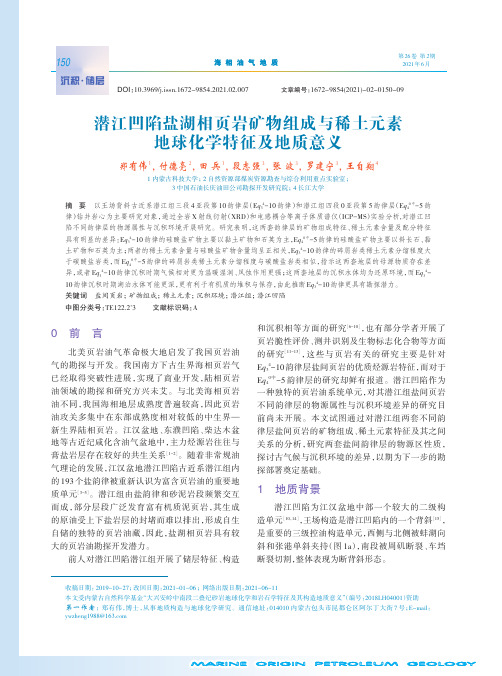 潜江凹陷盐湖相页岩矿物组成与稀土元素地球化学特征及地质意义