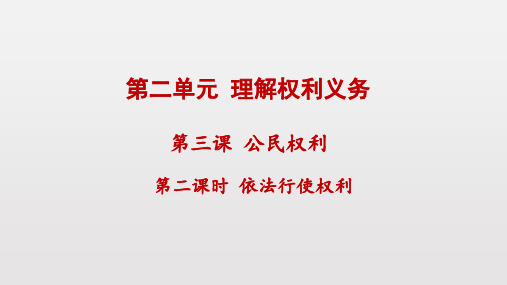 人教部编版道德与法治八年级下册 第三课第二课时  依法行使权利 课件