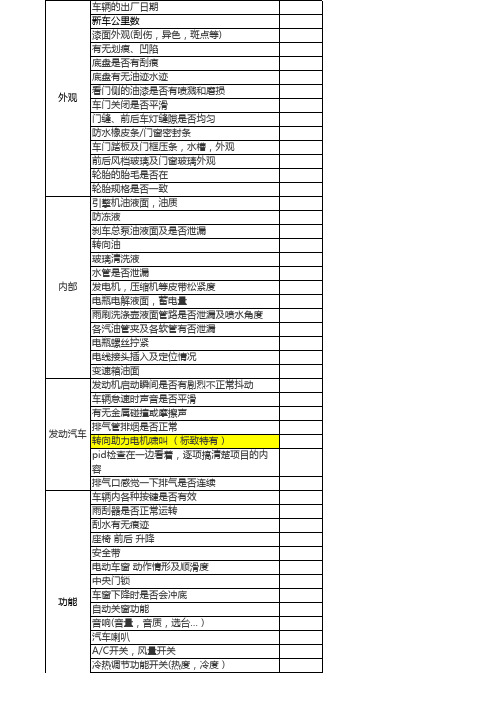 验车check list