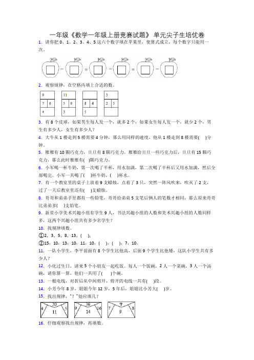 一年级《数学一年级上册竞赛试题》 单元尖子生培优卷[001]