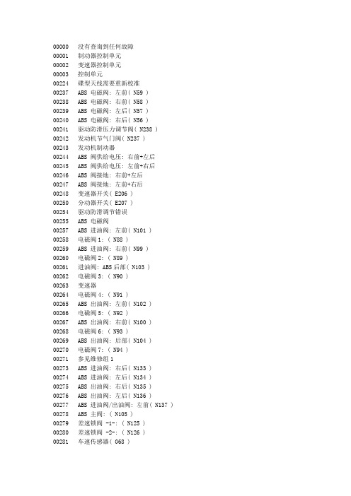 汽车检测常见故障码一览表文档