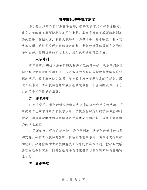 青年教师培养制度范文（二篇）