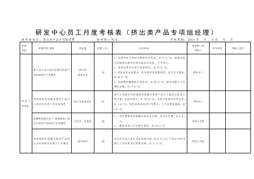 研发绩效考核表