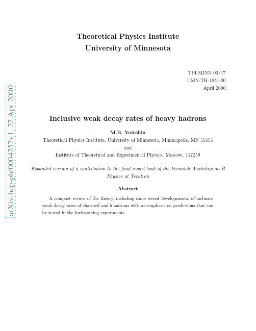 Inclusive weak decay rates of heavy hadrons