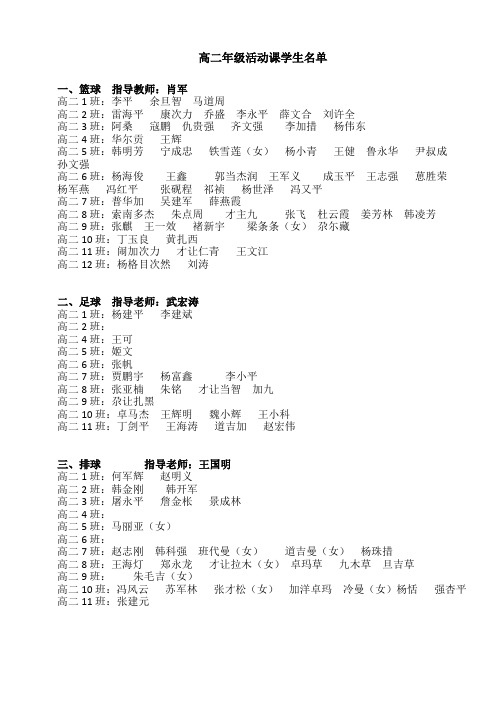 高二级活动课学生名单[1]