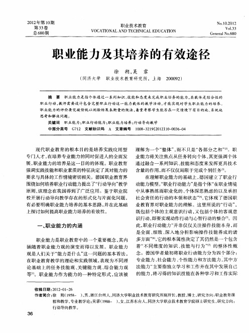 职业能力及其培养的有效途径