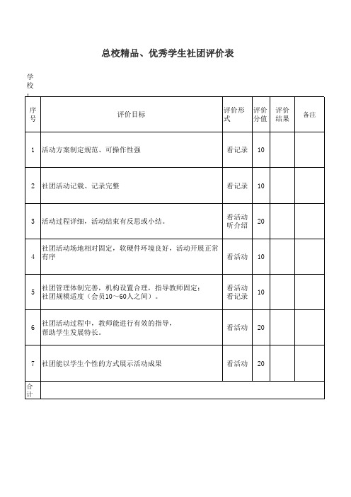 社团评比标准