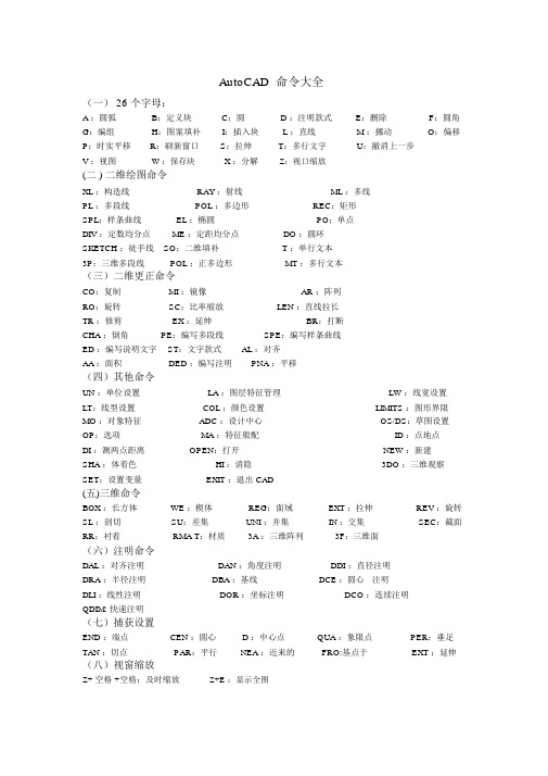 (完整版)autocad命令大全