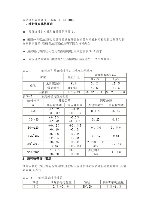 油封和轴的配合尺寸