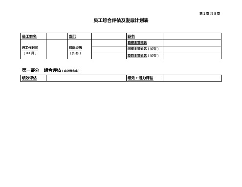 常用工具-员工综合评估及发展计划表