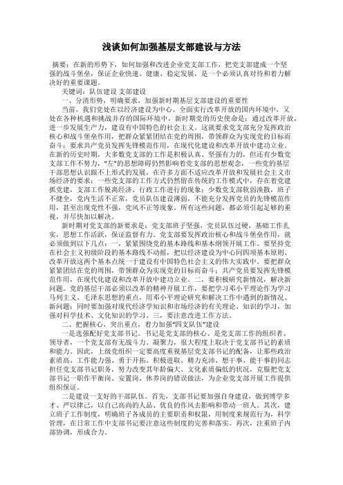 浅谈如何加强基层支部建设与方法