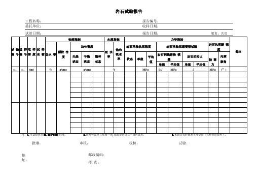 岩石试验报告模板