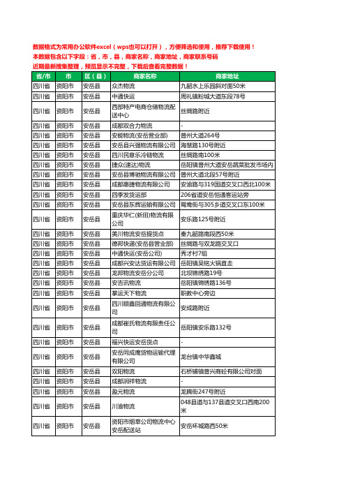 2020新版四川省资阳市安岳县物流工商企业公司商家名录名单黄页联系电话号码地址大全42家