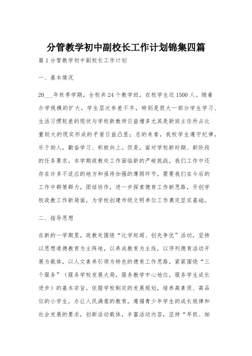 分管教学初中副校长工作计划锦集四篇