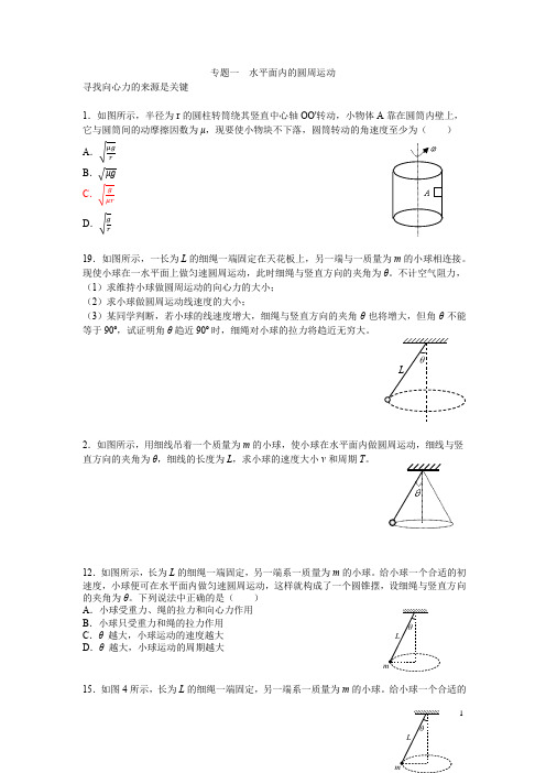 水平面的圆运动高三物理总结及练习第二轮专题复习北京海淀