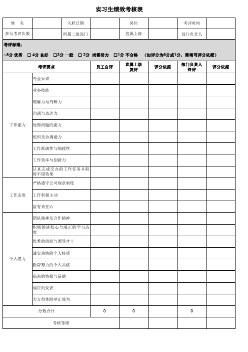 实习生绩效考核表