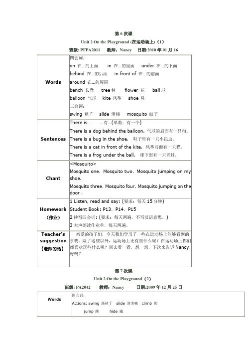 朗文新派少儿英语2A基础级第2单元知识点