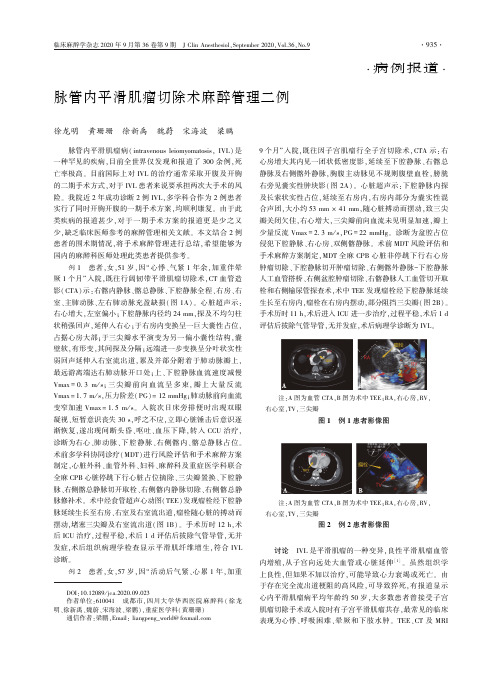 脉管内平滑肌瘤切除术麻醉管理二例