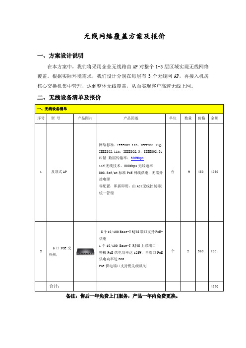 无线覆盖方案及报价