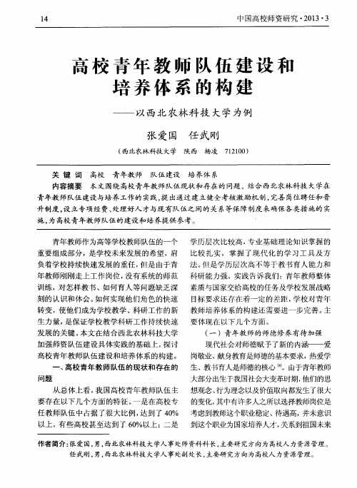 高校青年教师队伍建设和培养体系的构建——以西北农林科技大学为例