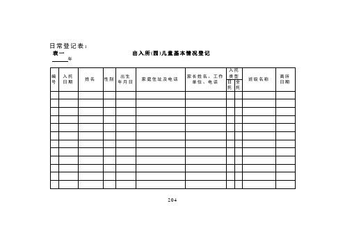 托幼机构一本十五张表格(DOC)