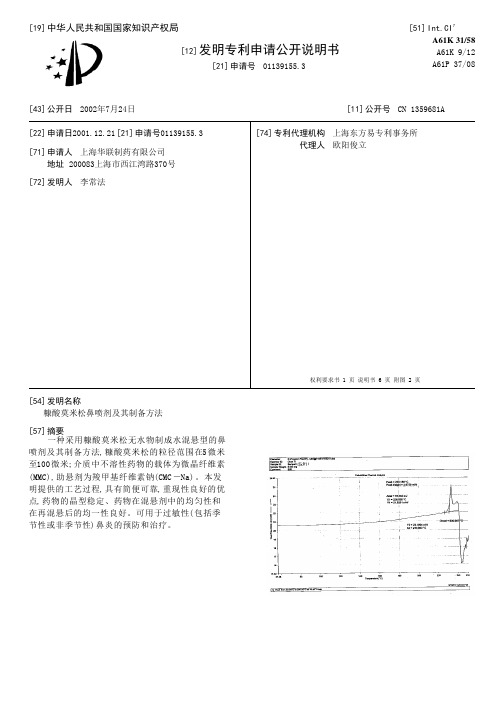 糠酸莫米松鼻喷剂及其制备方法[发明专利]