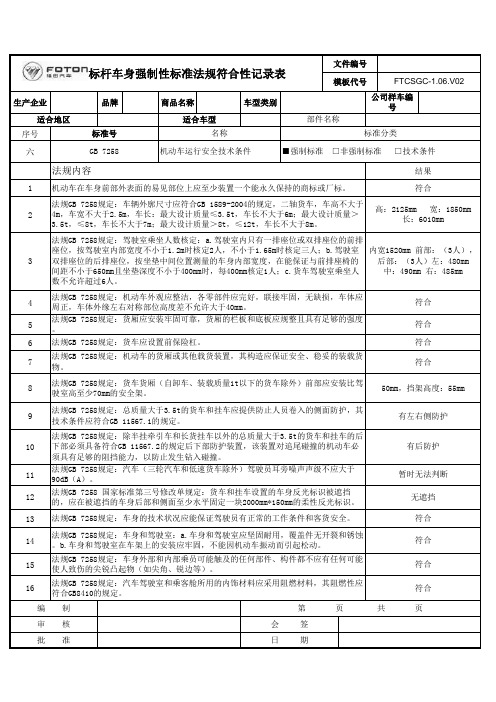 FTCSGC-1.06.V02-标杆车身强制性标准法规符合性记录表