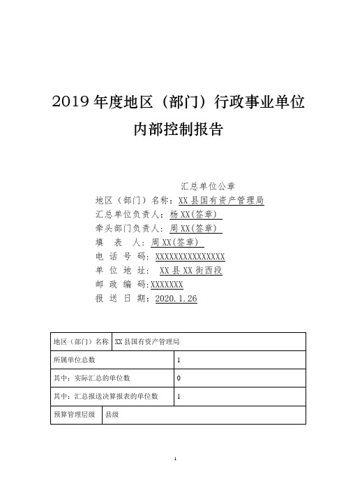 XX县国有资产管理局内部控制报告