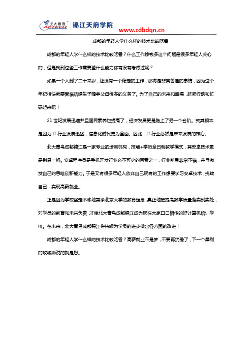 成都的年轻人学什么样的技术比较吃香