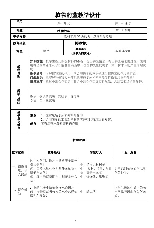 《植物的茎》优质课教案