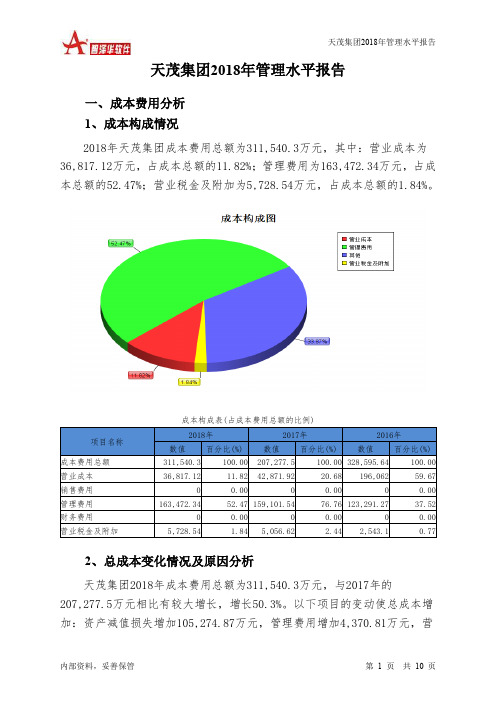 天茂集团2018年管理水平报告-智泽华