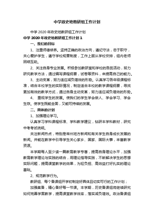 中学政史地教研组工作计划