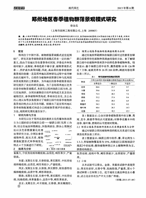 郑州地区春季植物群落景观模式研究
