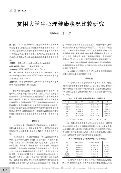 贫困大学生心理健康状况比较研究(2)