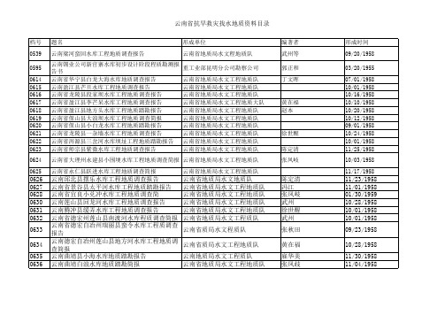 云南省抗旱救灾找水地质资料目录