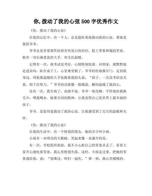 你,拨动了我的心弦500字优秀作文