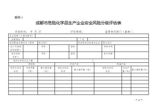 安全风险分级评估表