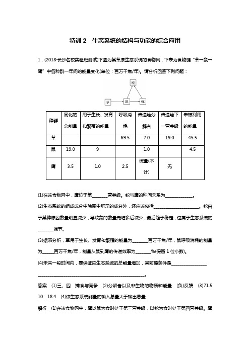 2019高考生物全国通用版增分练：非选择题特训2(全解析)