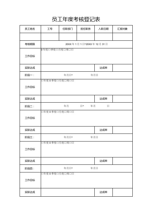 员工年度考核登记表