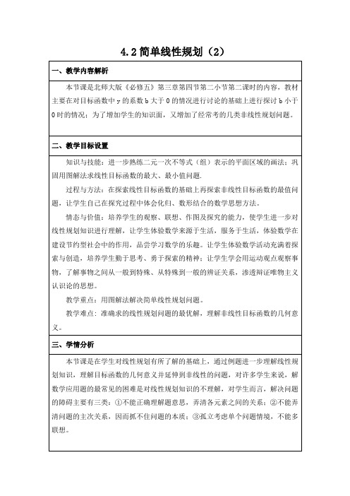 全国青年教师素养大赛一等奖简单线性规划教学设计